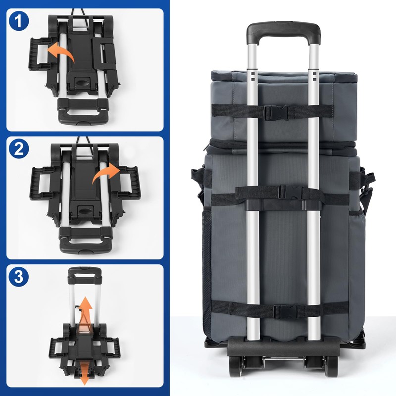 Odoland 48/72 Cans Soft Cooler with Wheels and Handle Collapsible