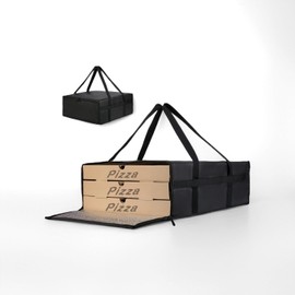 Xiesaip Insulated Pizza Delivery Bag for Door Dash, 20" x 20" x 6" Pizza Warmer Bags for Carry Hot, Insulated Food Delivery Bag, Cooler Bag, Insulated Grocery Bags, Pizza Pack Carrier（Black）