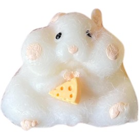 ZhangyiHot White Squishy Hamster, Cute Toy Hamster Plush Interactive Decor, Cute Desktop Hamster with Cheese for Teens Gifts(ZS180)
