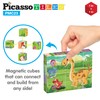 PicassoTiles 20 pcs Magnetic Cube Puzzle 6-in-1 Dinosaur Theme Pattern