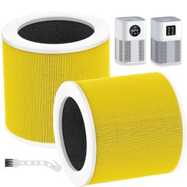 2 Pack Yellow A1 Replacement Filter Compatible with VEWIOR Air Pu-rifier HQKJ-80,HQSC-50,KOIOS HQKJ-50 Air Purifier,AMEIFU AP01W,H13 True HEPA Air Cleaner Filter for A1 Air Pu-rifier for Pet Dander