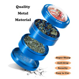 Zinc Alloy Grinder, Halbur Grinder Versatile 63 mm Spice Mill with Scraper, Portable Durable Zinc Alloy Spice Mill for Spices Dried in the Kitchen