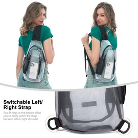 TITECOUGO Clear Sling Bag Clear Bag for Stadium Events Crossbody Daypack for Women Men Shoulder Backpack Transparent Casual Daypack for Concerts Sport Dark Grey