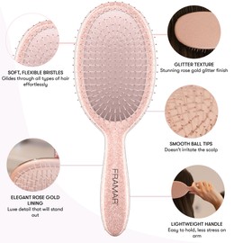 FRAMAR Glitter Hair Brush Detangler, Detangling Hairbrush For Women, Wet Hair Brush For Girls, Hair Detangler Brush, Wet Hairbrush, Hairbrushes, Girls Hairbrush Detangler, Reduces Frizz – Rosé