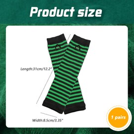 VANTOBEST 31×9CM 1 Pairs Punk Gothic Arm Warmer Fingerless Glovess Long Knit Arm Warmers Elbow Length Thumb Hole Gloves Striped