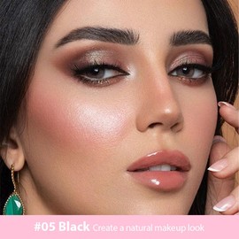 evpct Kaely 1Pcs Black Magic Microblading Dual-Ended Eyebrow Contouring Pen Brow Pencil, with 4 Brush Micro-Fork-Tips Applicator and Precise Brush-Tip, Hair Like Strokes, with Dual-ended Eyebrow Brush