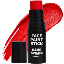 Blue Squid PRO Red Face Paint Stick - Waterproof Body Paint for Adults & Kids Eye Black Baseball, Eyeblack Softball - Vegan Hypoallergenic Twist-Up Non-Toxic Makeup Stick for Cosplay, Sports & SFX