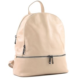 modamoda de - T137 Italian Women's Leather Backpack Bag, Pink beige