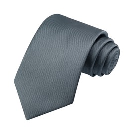 KissTies Mens Charcoal Gray Tie Pure Color Formal Necktie + Gift Box