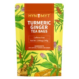 HYNTMYT Turmeric Ginger Tea Bags 120 Teabags | Bulk Buy for Office, Home & Catering | Chamomile + Lavender + Lemon Balm | Compostable Tea Bags | Resealable Pouch
