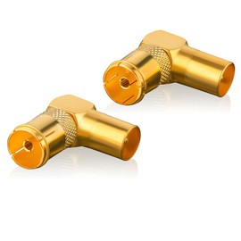 SEBSON Antenna Angle Adapter Set 90° - 2x Coaxial Plug (IEC) to Coaxial Socket (IEC) - Antenna Cable Adapter for Cable TV, Radio, Receiver