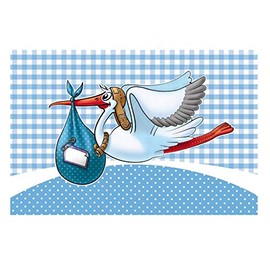 Folat Birth Boy Window Flag Stork-60x90 cm, Polyester, Blue, Costumes