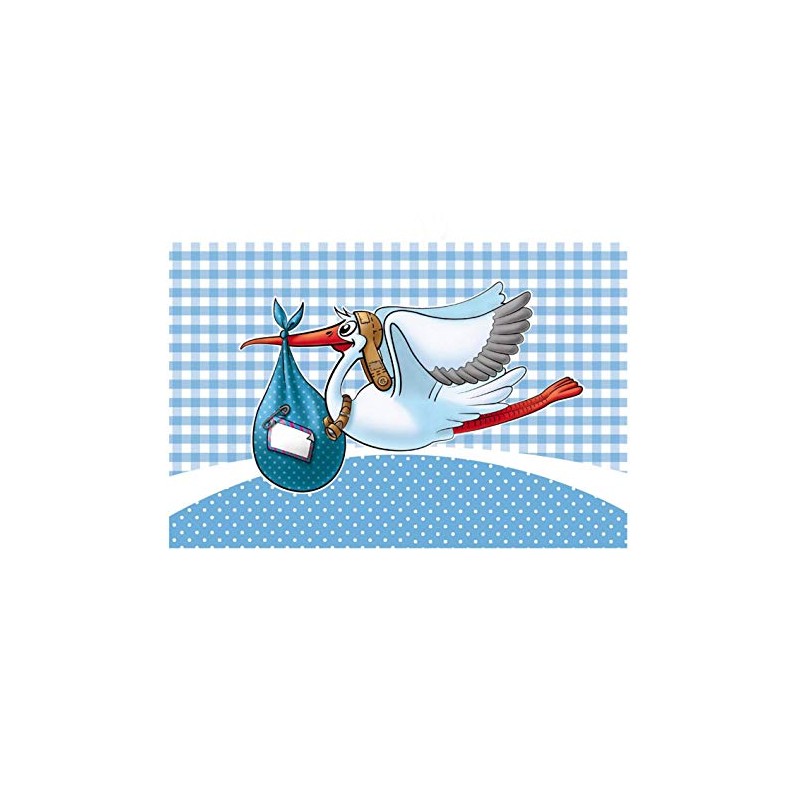 Folat Birth Boy Window Flag Stork-60x90 cm, Polyester, Blue, Costumes