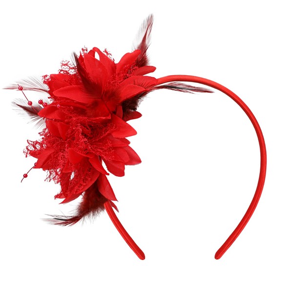 MWOOT Feather Headband with Artificial Flowers, 1920s Fascinator Headpiece for