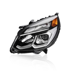 KUIPERAUTO Left Projector Headlight Assembly Compatible for 2016 2017 Chevy Equinox Clear Len/Chrome Housing/Amber Reflector Front Lamp Driver Side(Set of 2) #GM2503424
