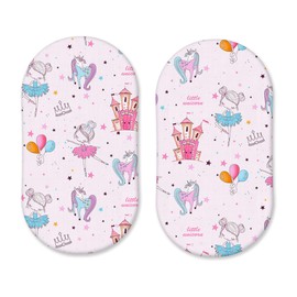 100% Pure Cotton Pack of 2 Moses Basket Fitted Sheets - Soft, Cozy Pram Fitted Sheets - Breathable & Anti-allergic Bassinet Fitted Sheets (Baby Pink - Fairy Tales, 81 x 41 cm)