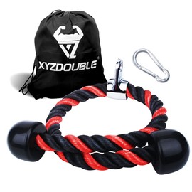 Triceps Rope 70cm/90cm Machine Attachment Cable Nylon Braided Heavy Duty Tricep Rope Cable Attachment for Fitness with Non-Slip Handles Training Multi Gym Workout Biceps Triceps Gym or Home Red Balck