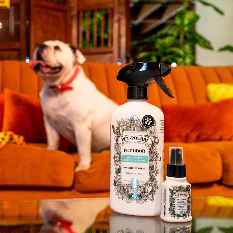 Pet-Pourri Pet Odor Air + Fabric Odor Eliminator Spray, Pawsitively