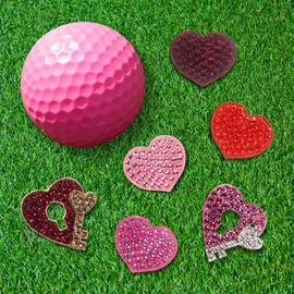 Bonjoc Premium Crystal Golf Ball Marker with Magnetic Hat Clip Heart (Passion Dark Pink) | Perfect Golf Accessories, Golf Gift, and Golf Giveaway for Men Women with add-ons Available!