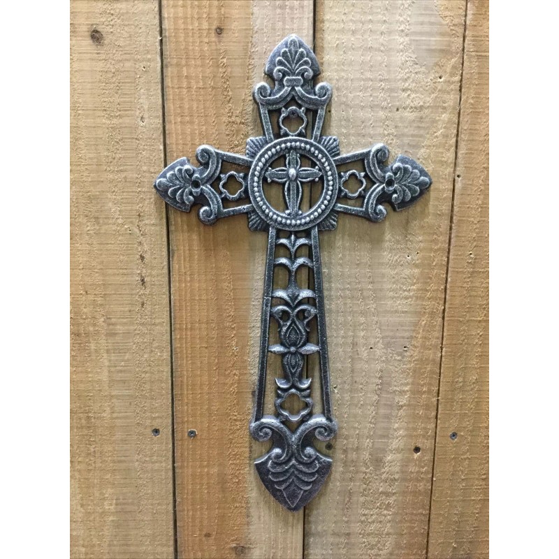 Cast Iron Black With Silver Highlights, Large Cross (0383)