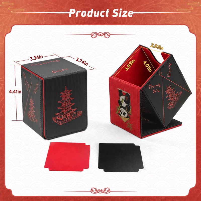 Chinese Takeout Deck Box Fits 35+ Toploader (Black and Red)