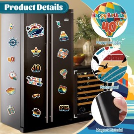 40th Birthday Cruise Door Magnets Decorations, Summer Holiday Happy 40th Birthday Cruise Ship Door Decor Magnetic for Vintage 1985 Men Women Anniversary Party Supplies Refrigerator Fridge Car Kitchen
