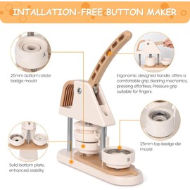 3rd Gen 58mm Button Maker Machine - No Installation DIY Badge Press System w/100pcs Button Parts & Templates, 2.28in Pin Badge Maker for Crafts