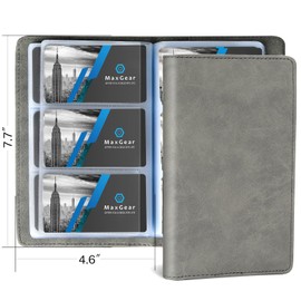 MaxGear Business Card Organizer Business Card Holder Book, Soft Vegan Leather Business Card Binder File Sleeve Storage, Business Card Holders Name Card Holder for Men & Women, 240 Cards, Dark Gray