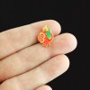 Pomegranate Fruit Gold Tone Enamel Charm 2 Sided - E082