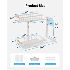 Under Sink Organizer for Kitchen Storage: Pull Out Storage Undersink Organizers Drawer - 2 Tier Sliding Rack Metal Organization Under Counter Bathroom Cabinet for Homemakers, 2Pack