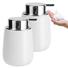 TOOZFO Soap Foaming Dispenser Ceramic with Easy-to-Press Pump Hand Foam Dispenser for Shampoo Bathroom Kitchen 12 oz 2pcs