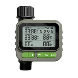 Sprinkler Timer, Programmable Water Timer for Garden Hose, Outdoor Hose Faucet Timed with 4 Plans/Rain Delay/Automatic Watering System, Digital Irrigation for Yard, Lawn, 1 Outlet with 2-Way Splitter