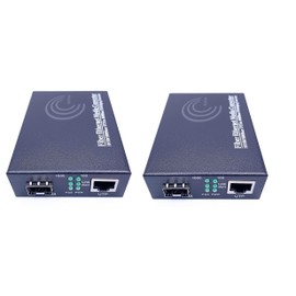 Elfcam® - Fiber Converter with SFP Port, RJ45 Gigabit / Module Mini-GBiC SFP Multimode Converter - Single Mode / 0.55km - 20km (2 RJ45 Ports)