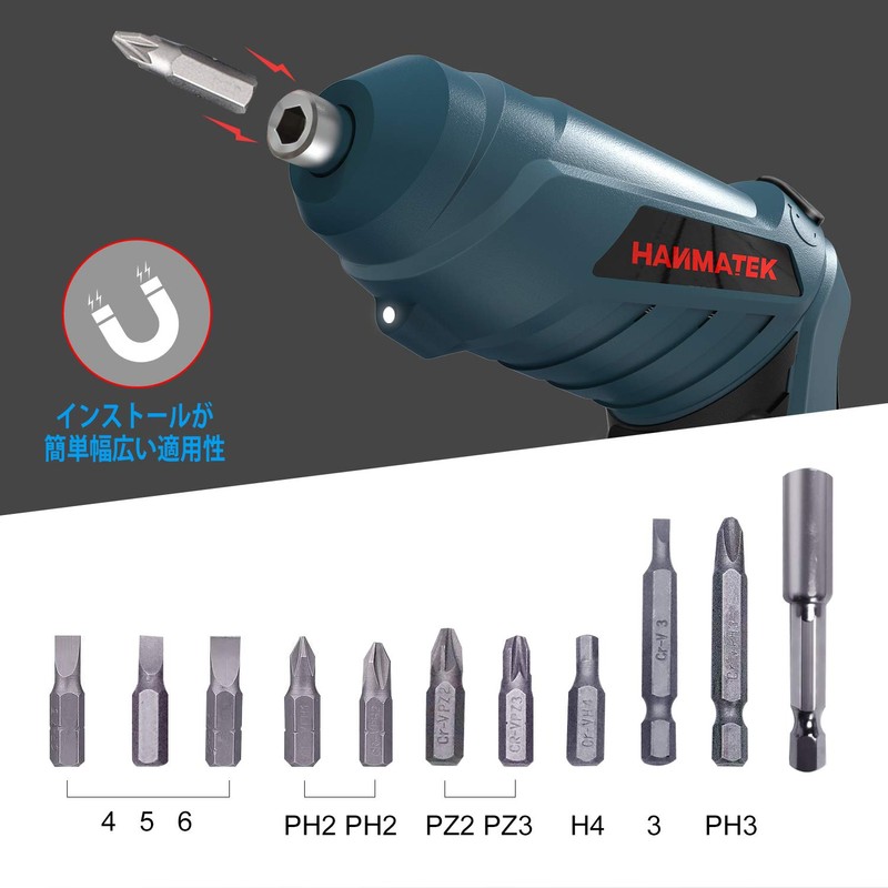 HANMATEK Cordless Electric Screwdriver, Small Electric Drill, 3.6V, 1500mAh, Forward