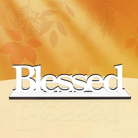 White Christening Decorations Baptism Decor Gift Blessed Signs for home Letter Table Sign Home Standing Decor for Wedding Graduation Party Shower Christening Decorations(White)