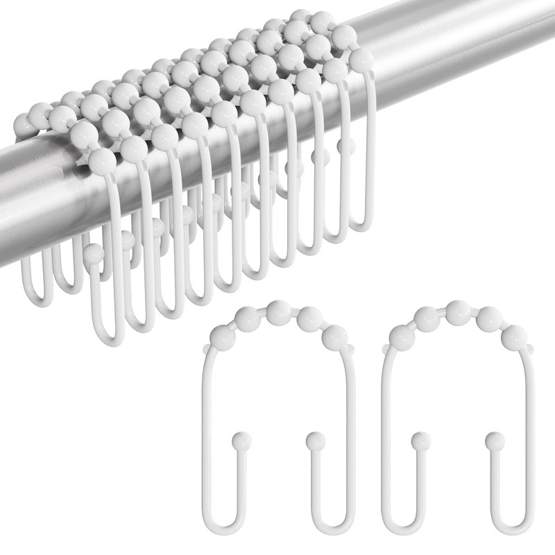 AmazerBath Shower Curtain Hooks White Metal Shower Curtain Rings Rust