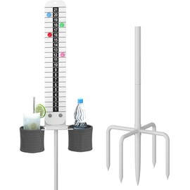 Queension Cornhole Scoreboard with Drink Holder, Magnetic Score Keeper with Prongs Base for Corn Hole Games, Outdoor Cornhole Accessories for Yard Games, Volleyball, Pickleball, White