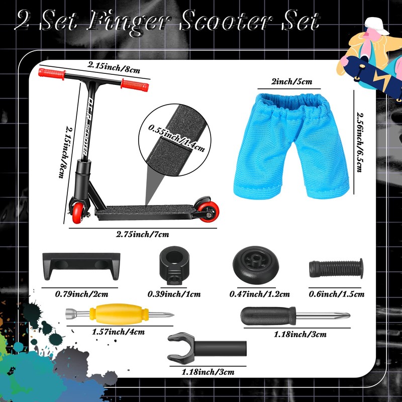 Civaner 22 Pcs/ 2 Sets Finger Scooter Toy Mini Scooters
