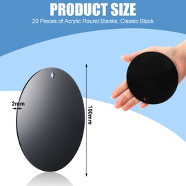 Cindeer 20 Pcs 4 Inch Black Acrylic Ornaments Blanks Acrylic Disc with Holes Round Christmas Ornaments Blank Keychain with Polished Edges for Christmas Tree Decor DIY Crafts Xmas Day Party