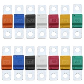 Riisoyu Midi Fuse, Bolt-On Fuse, 32 V, 30/40/50/60/70/80/100 Amp Midi High Current Fuse, Screw Fuse for Cars, Trucks, Construction Vehicles, Buses, Caravans, Pack of 14