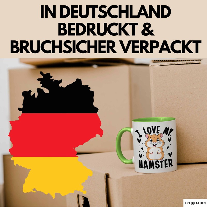 Hamster-Liebhaber Tasse Geschenk Lustiger Spruch I Love My Hamster (Grün)