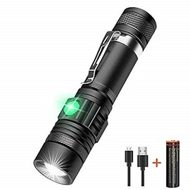 AOMEES mini Taschenlampe USB wiederaufladbare Taschenlampe Taktische Taschenlampe 4 Modi Hoch/Niedrig/Blitz/SOS für Innen Außen