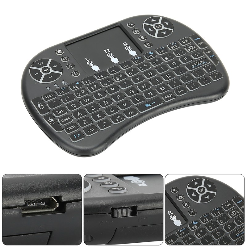 Mini Wireless Keyboard Backlit Black 2.4G RF 10-Meter Working Distance