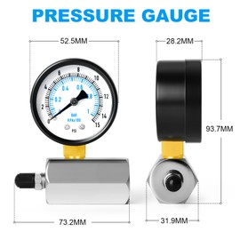 ERGAOBOY 0-1 bar (0-15 Psi) 2 inch steel pressure gauge with double scale for air pressure testing, 3/4 inch BSP connection, -3-2-3% accuracy