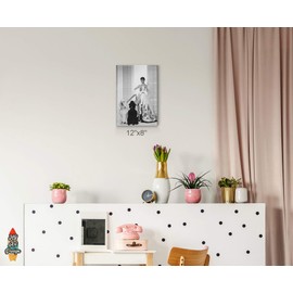 HB Art Design Audrey Hepburn Wall Art with Two Poodle Dog Canvas Wall Art Canvas Print Wall Decor Artwork Living Room Decor Bedroom Decor Made in the USA 12x8