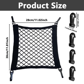 Hpbaggy Motorcycle luggage net, luggage protection net, car boot net, 30 x 28 cm luggage net, with 4 hooks, motorcycle helmet net, net bag for electric scooters, bicycles, cars, etc