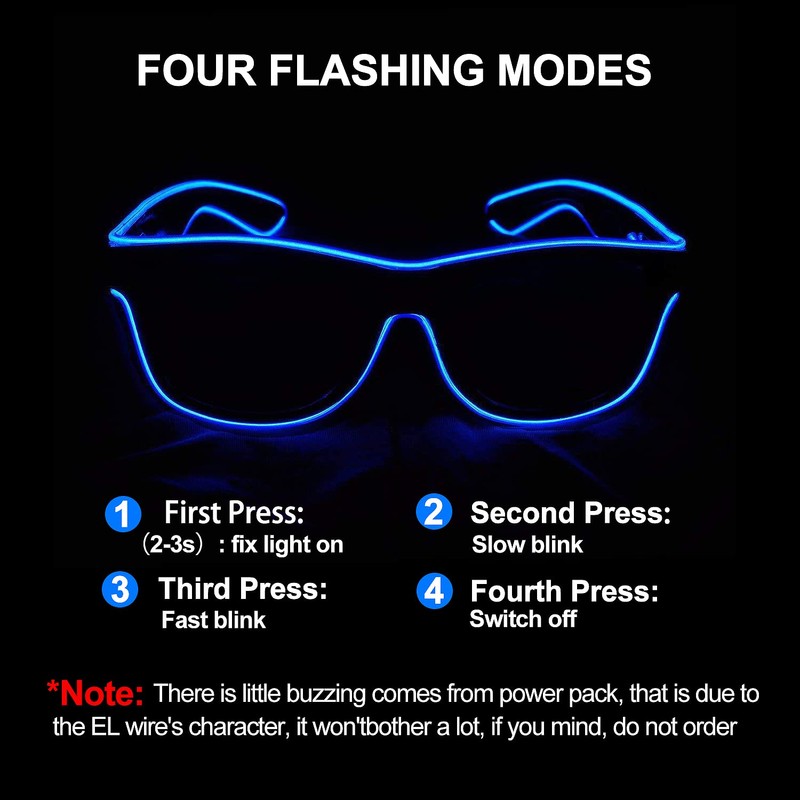 YouRfocus Wireless Led Light up Glasses Glow in The Dark