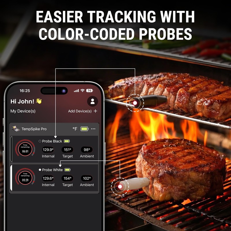 TempSpike Wireless Meat Thermometer Digital with App, WiFi & Bluetooth