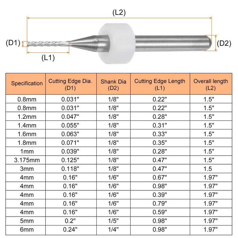 sourcing map 10pcs End Mill Bits 1mm Solid Carbide CNC