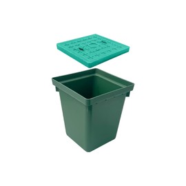 Natotela Underground Splice Box 12.5x12.5x14.3in Electrical Junction Boxes W/FRP Inspection Cover Deep Enclosure Pit Precast PE Pull Distribution Pit Access Drillable Tapered Cable Wiring Connection